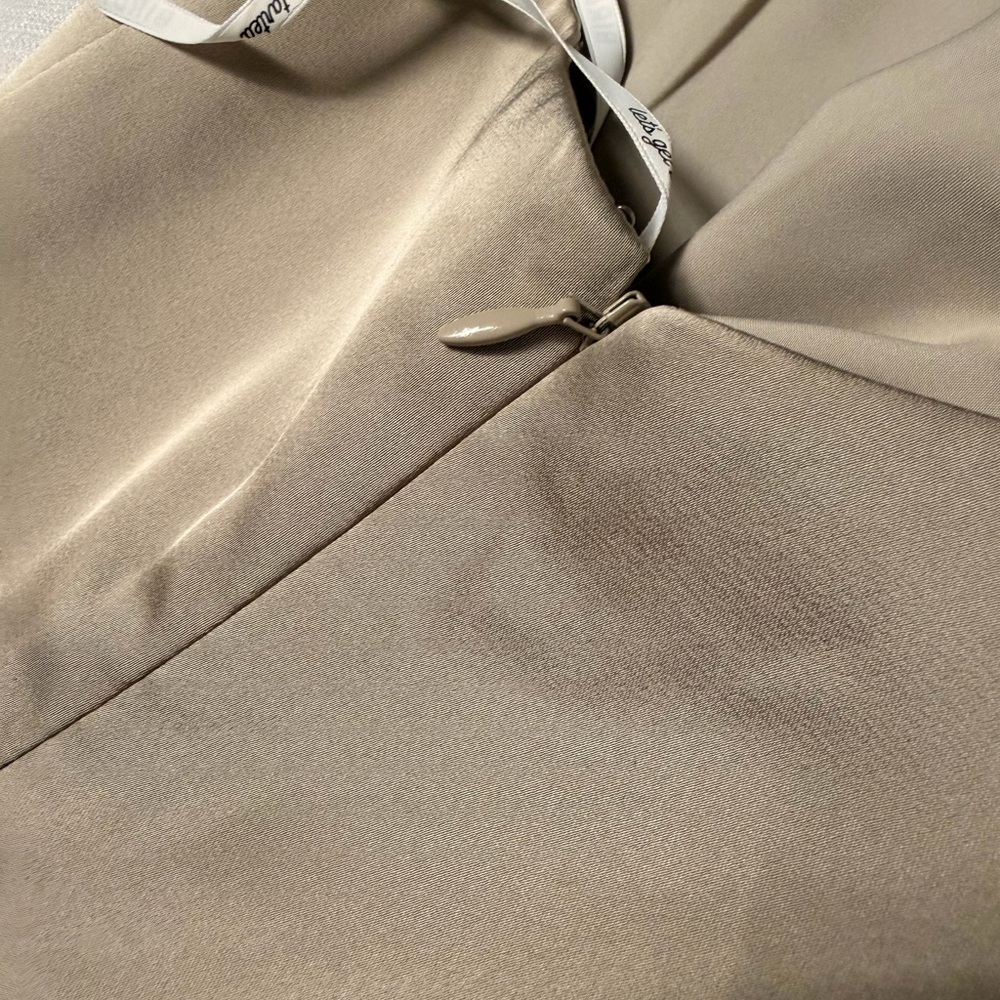 Birdy Grey One-Shoulder Satin Gown in Champagne Beige - Picture 9 of 16